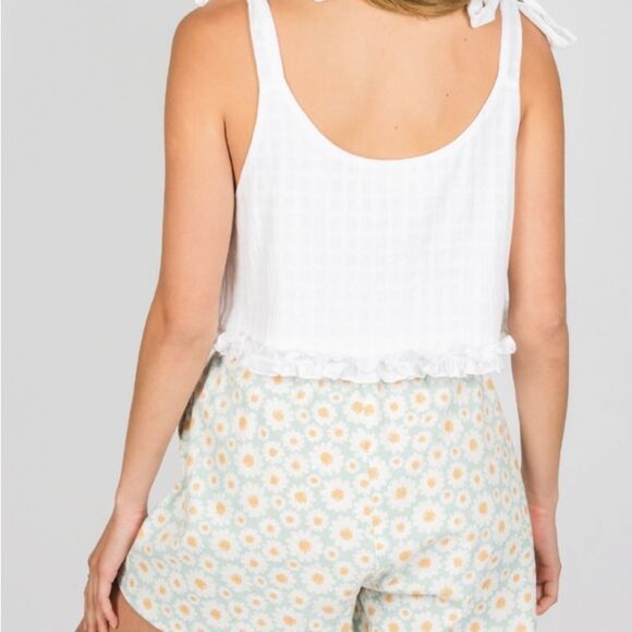 Girl and the Sun White Camomile Crop Top, Size Small - Picture 2 of 11